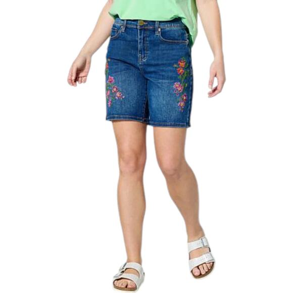 DG2 by Diane Gilman Women's Stretch Denim Essential Short Midtone Choose Your Sz - Picture 4 of 4